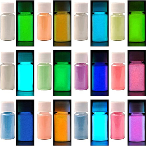 12Pcs Glow In the Dark Powder Colorant Dye Luminous Resin Paint Pigment Kit AUS