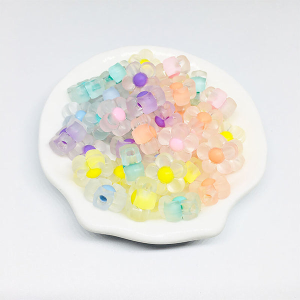 100PCS 12MM Matte Flower Multi Colour Beads Acrylic Bead mixed DIY Craft Jewelry