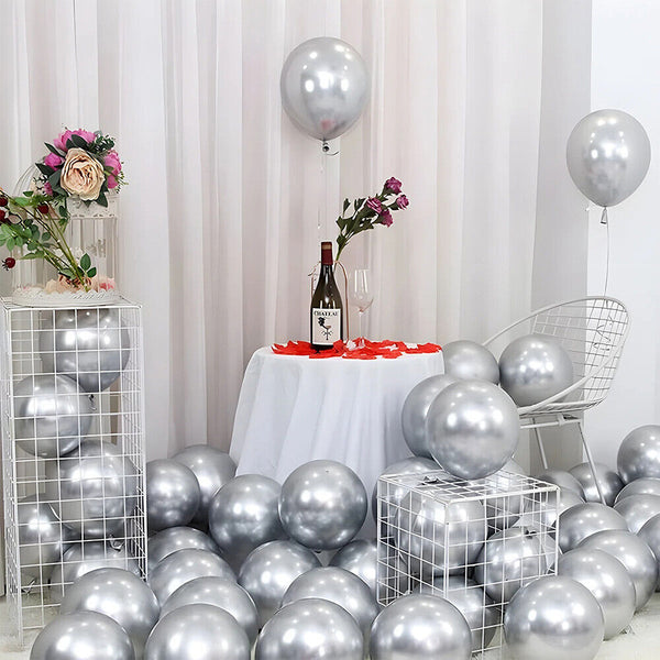 20x Latex Balloons 10inch/25cm Silver Pearl Retro Balloon Party Wedding Birthday