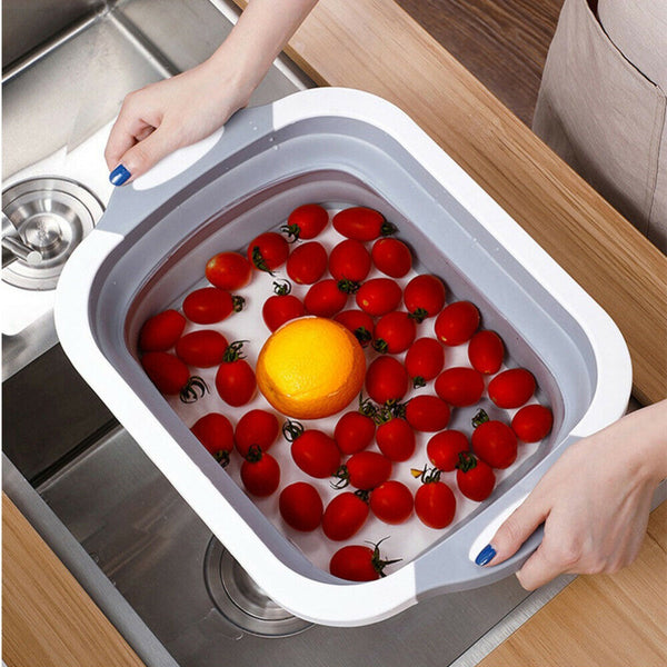 Camping Picnic Foldable Chopping Cutting Board Collapsible Strainer Basket Drain