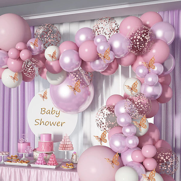 Pink Confetti Balloon Garland Arch Kit Butterfly Birthday Wedding Party Decor AU