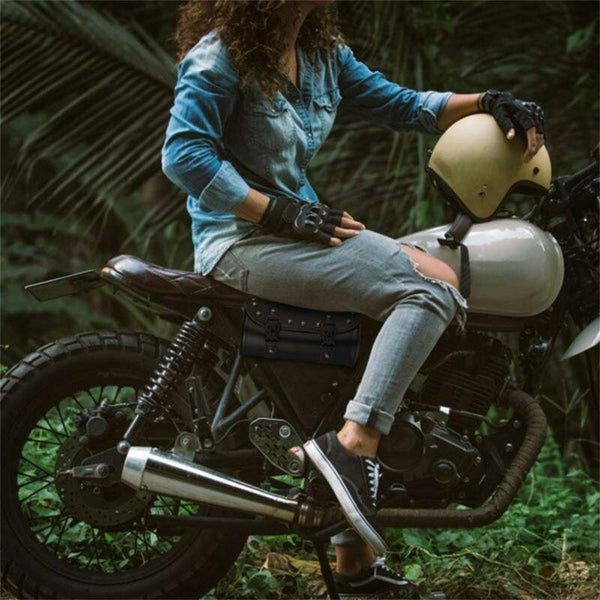 Universal Fork Bag For Harley Leather Tool Round Motorcycle Saddlebag Handlebar