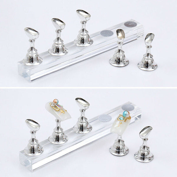 1 Set Acrylic Nail Art Practice Display Stand Magnetic Nail Art Tips Holders AU