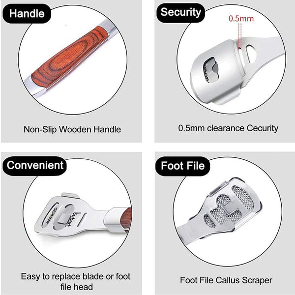 Foot File Hard Skin Remover Callus Shaver Corn Cutter Tool Pedicure + 10 Blades