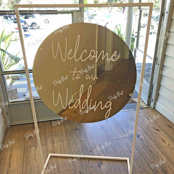 80cm Mirror Gold Round Acrylic Board Wedding Welcome Sign Circle Baby Shower AU