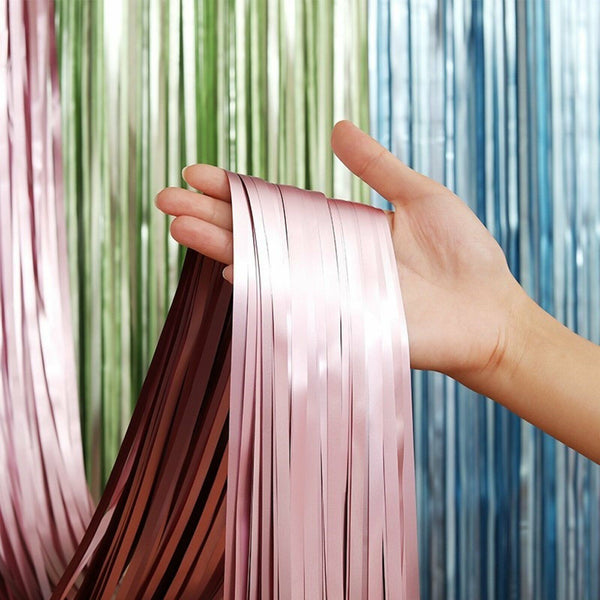 2M Matt Foil Metallic Fringe Tinsel Curtain Backdrop Door Wedding Birthday Party