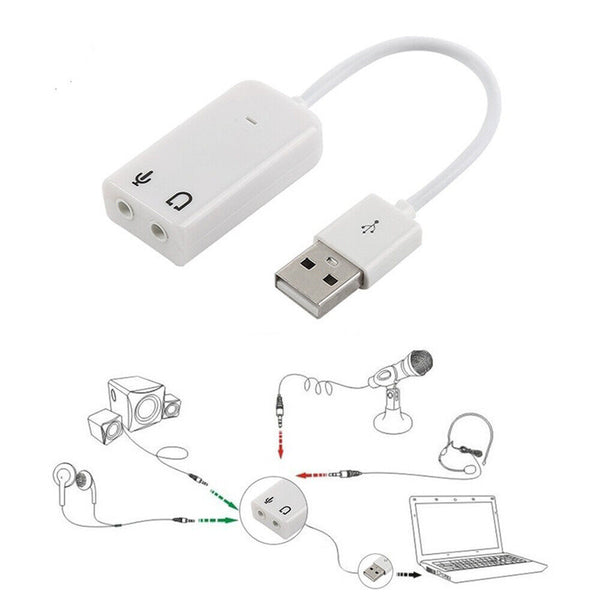 USB to 3D Audio Sound Card External Adapter Virtual 7.1 Channel Mic Headphone AU