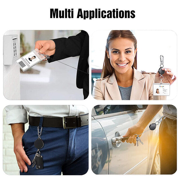 Heart Retractable Key Chain Heavy Duty ID Card Clip Lanyard Extendable Keychain - Lets Party