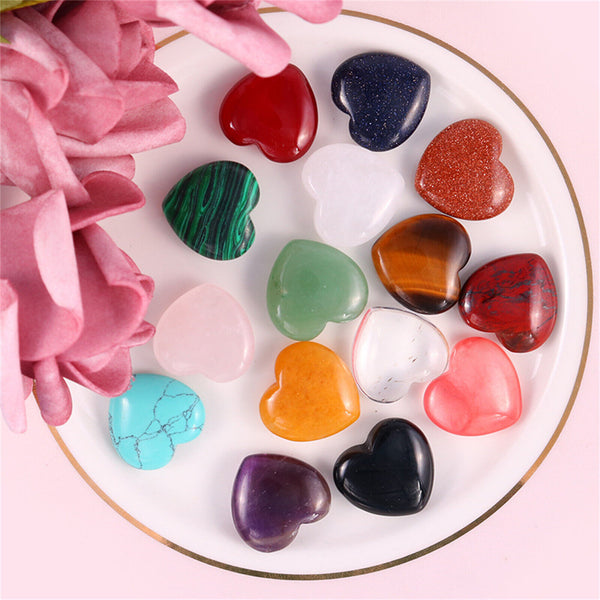 10x Natural Quartz Heart Shaped Crystal Carved Love Stone Healing Gemstone 20mm