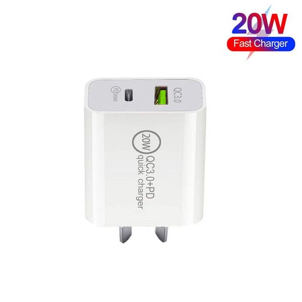 DUAL USB Wall Charger Fast PD Power Adapter Type C QC3.0 For Android iPhone iPad