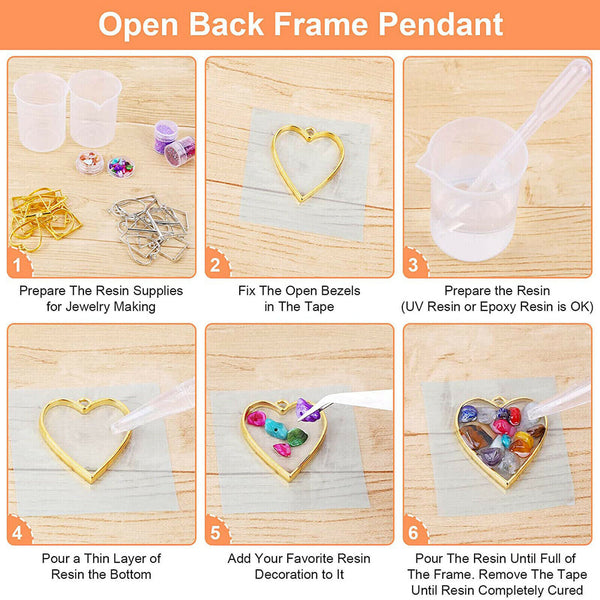30-300X/set Open Bezel Pendants Charm Resin Molds for Jewelry Findings DIY Frame