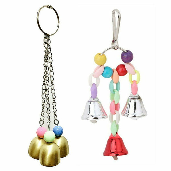 5 pcs Parrot Toys Hanging Swing Bird Bell Cage Parakeet Cockatiel Budgie Harness