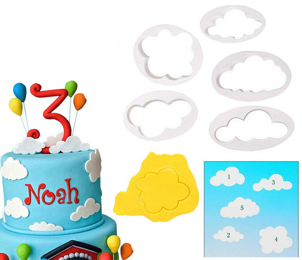 5 Pcs Clouds Cookie Cutters Baking Decorating Mold Fondant Biscuit Cutters Tool - Lets Party