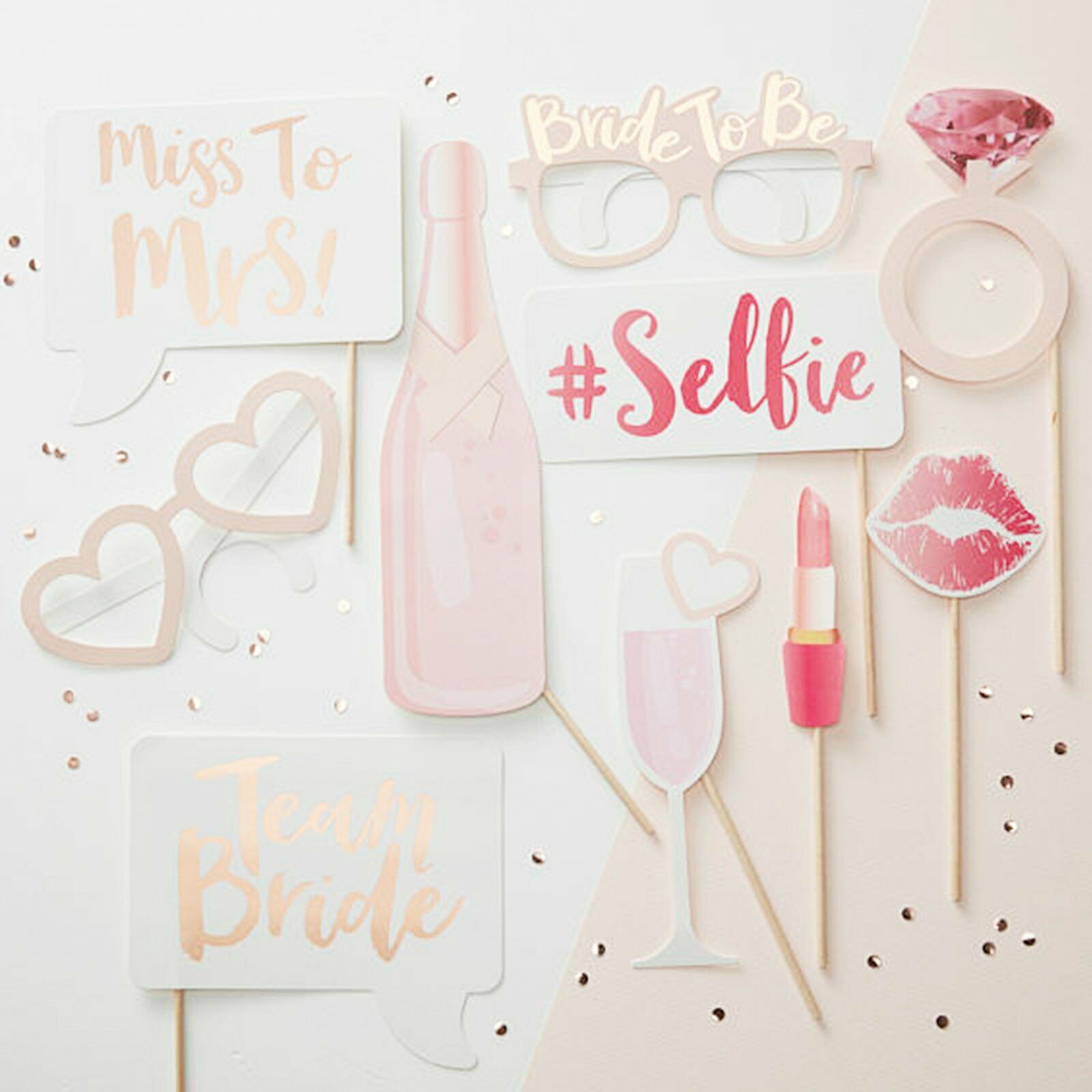 10x Rose Rold Bride To Be Photo Booth Prop Hens Bridal Party Bachelorette Selfie - Lets Party