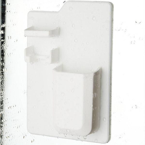 1PC Grey Space Toothbrush Holder Shower Organizer Silicone Bathroom Storage Razor - Lets Party