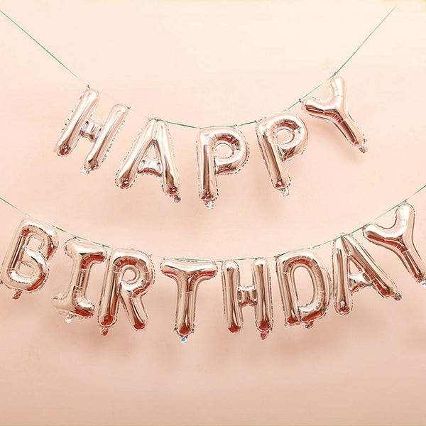 40cm 3D Happy Birthday Letters Balloons Inflating Foil Banner Bunting Celebrate - Lets Party