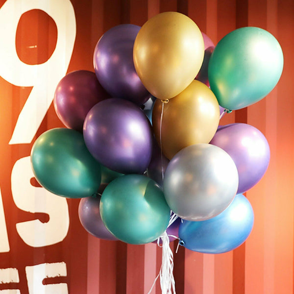 5pcs Giant 40cm Chrome Metallic Latex Balloons Birthday Wedding Party Balloons - Lets Party