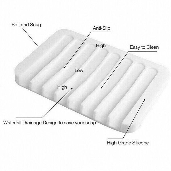 1/2 Silicone Soap Dish Storage Holder Soapbox Plate Tray Drain Box Tool Bathroom - Lets Party