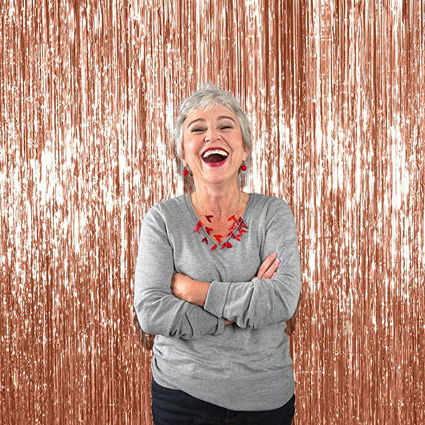 Rose Gold Foil | Metallic Tinsel Curtain | Foil Backdrop | Wedding Birthday Decor