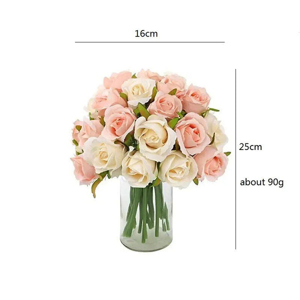 12 Heads Silk Rose Artificial Flowers Fake Bouquet Buch Home Wedding Party Decor