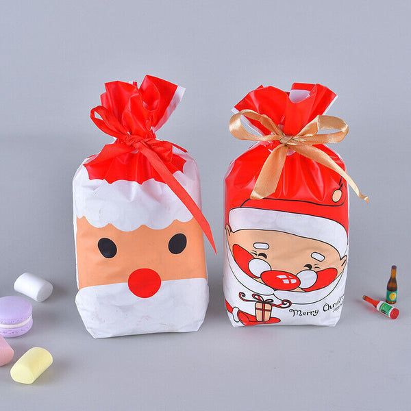 10PCS Plastic Candy Bags Christmas Elk Candy Sweet Treat Bags Biscuit 15*23.5CM
