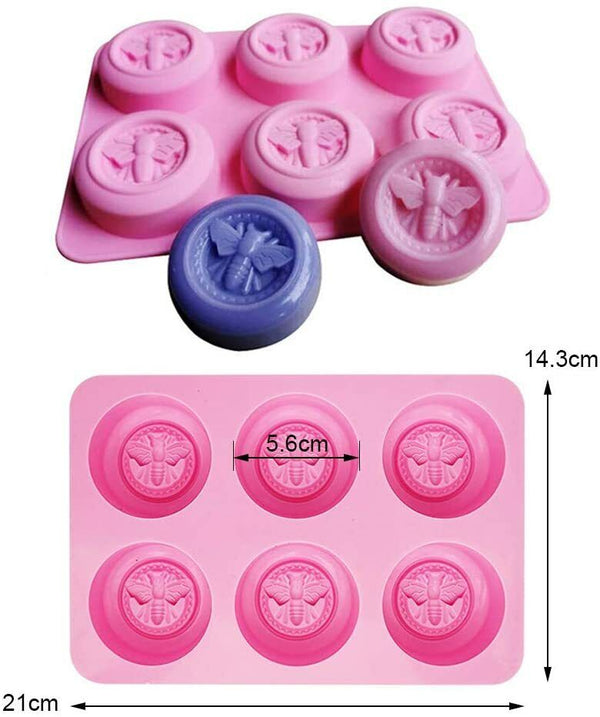 6 Cavity Honey Bee Shaped Silicone DIY Handmade Soap Candle Mold Craft Mould AU