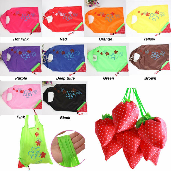 10x Reusable Foldable Shopping Bags Grocery Travel Carry Bag Storage Strawberry