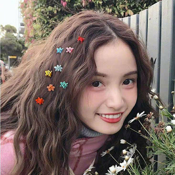 150Pcs Girls Mini Hair Clips Plastic Hair Claws Mix Colour Flower Hairpin Clamps