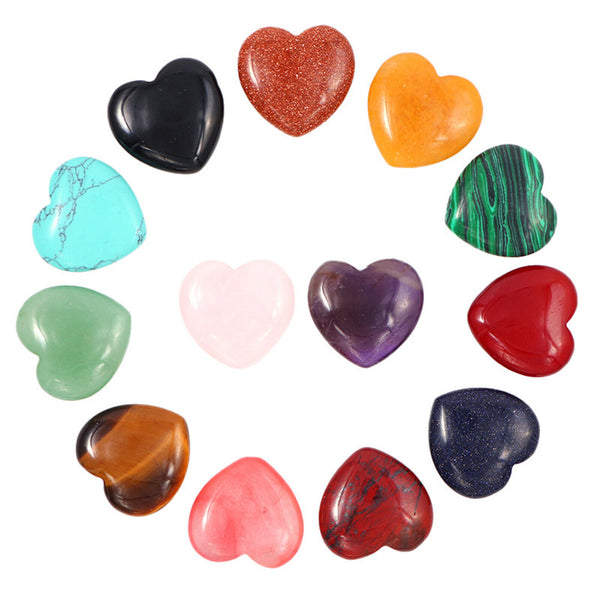 10x Natural Quartz Heart Shaped Crystal Carved Love Stone Healing Gemstone 20mm
