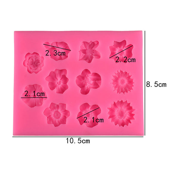 2X Silicone Flower Fondant Mold Cake Chocolate Baking Mould 3D Sugarcraft Decor