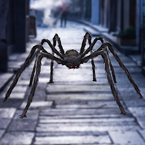4Pcs Black Giant Spider Halloween Decoration Haunted House Prop Indoor Outdoor A - Lets Party