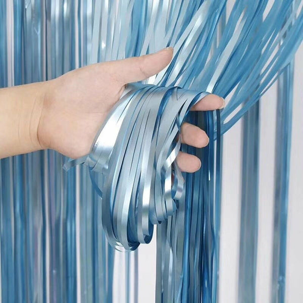 2M Matt Foil Metallic Fringe Tinsel Curtain Backdrop Door Wedding Birthday Party