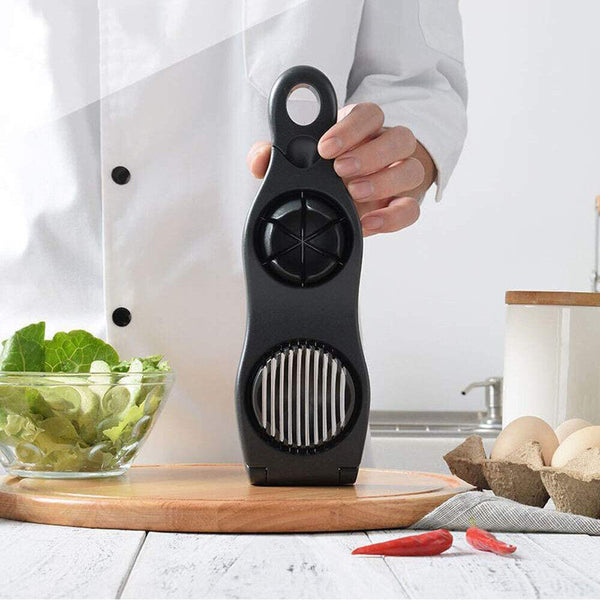 2 in 1 Egg Cutter Stainless Steel Cutting Egg Slicer Slicing Gadgets Kitchen AU