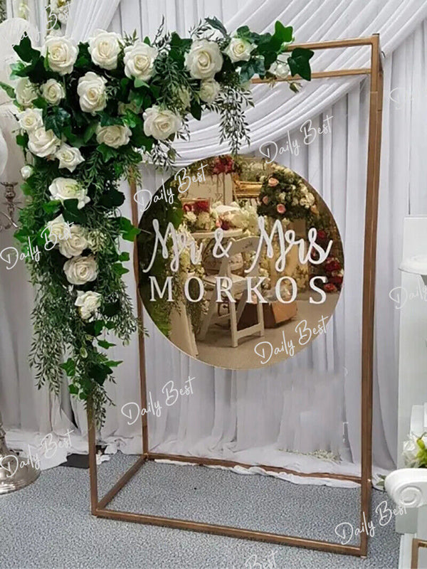 80cm Mirror Gold Round Acrylic Board Wedding Welcome Sign Circle Baby Shower AU