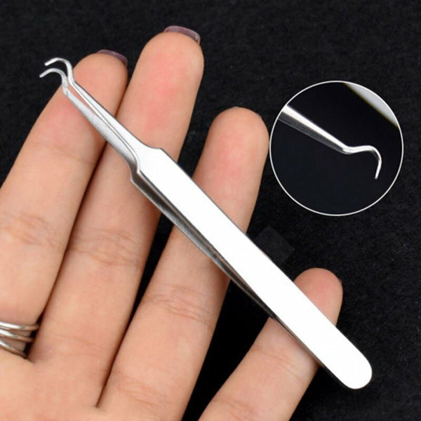Curved Blackhead Acne Clip Needle Tweezers Pimple Popper Extractor Remover