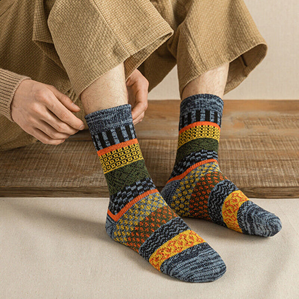 5 Pairs Winter Nordic Wool Blend Cashmere Thick Warm Knitted Thermal Crew Socks