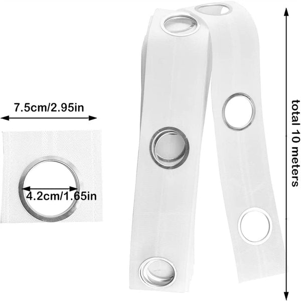 10 Meters Curtain Heading Tape With 80 Round Eyelet Rings For Curtain Blinds AUS