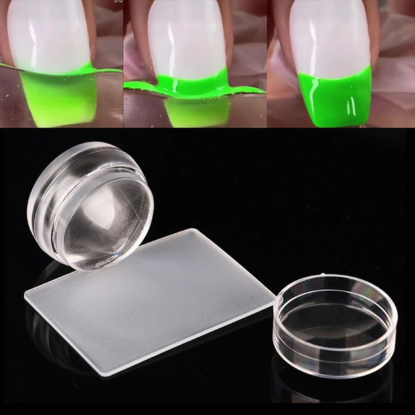 1/2X Matte Nail Stamper Scraper Cap Silicone Jelly Nail Stamp Stamping Nail Tool