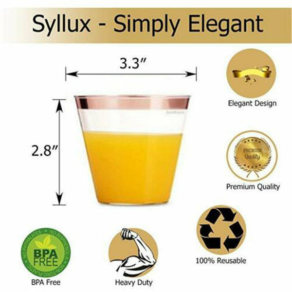 Plastic Wine Glass Rose gold Glasses Drink Cup Cocktail Party Gold Cup