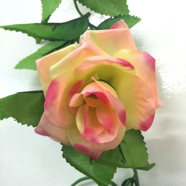2X=4.8M Artificial Rose Garland Silk Flower Vine Ivy Wedding Yard Garden Decorti