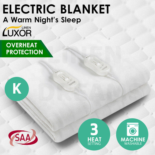 Luxor Fully Fitted Electric Blanket Heated Pad Winter Underlay 5 Size - Lets Party