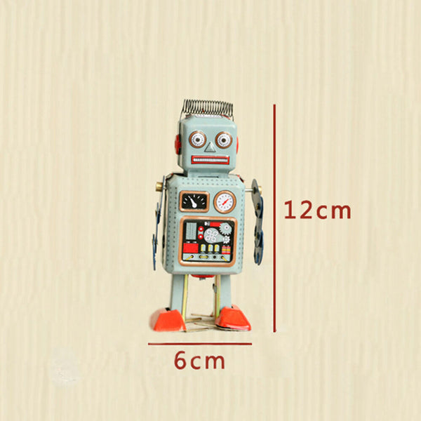 Walking Tin Robot Kids Toy Gift Mechanical Metal Clockwork Wind Up Vintage