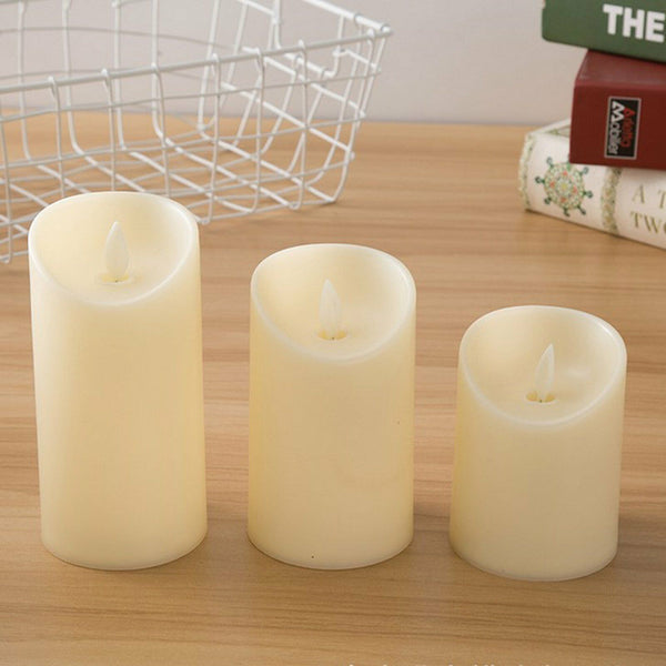 2PCS Flameless LED Candle WarmWhite Moving Dancing Wick Electic Candles Weding