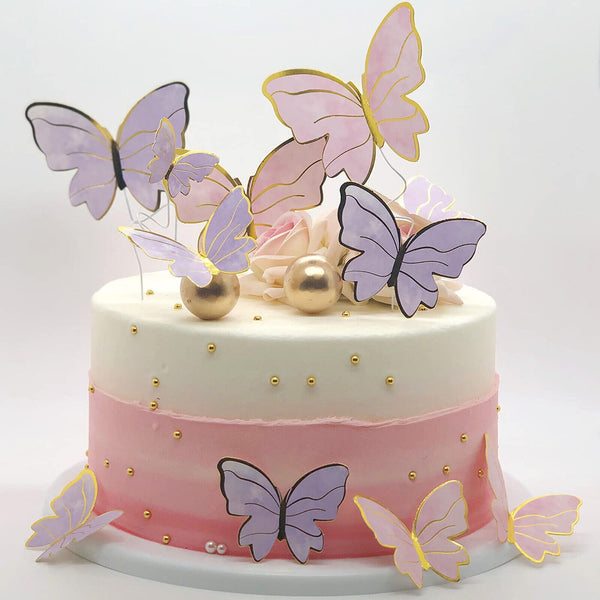 30pcs Butterfly Paper Topper Cake Happy Birthday Theme Festival Decoration DIY A