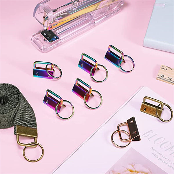 30PCS 25mm Key Fob Hardware keychain Split Ring Wrist Wristlets Cotton Tail Clip