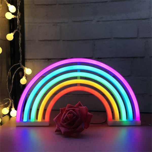 LED Rainbow Neon Sign Lights Bedside Night Light Lamp Kids Room Home Wall Decor