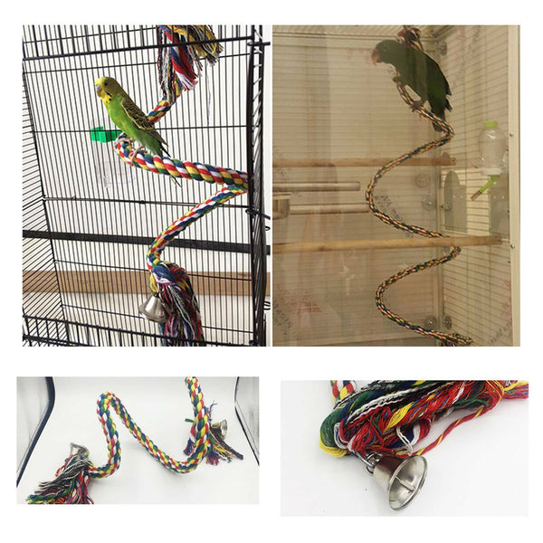 Pet Bird Rope Perches Parrot Colorful Cage Comfy Perch Bungees for Birds Toy AU