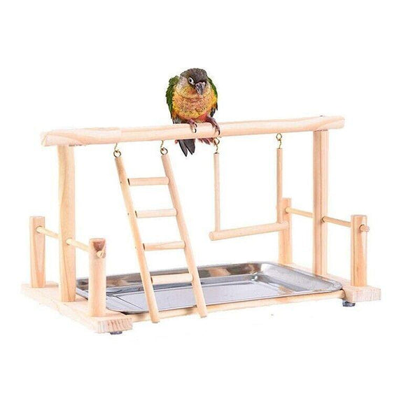 Parrots Wooden Stand Bird Play Activity Center Playground Ladder Perch Gym AU
