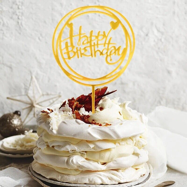 2x Happy Birthday Cake Topper Colour Printed Acrylic Party Decorations AU STOCK