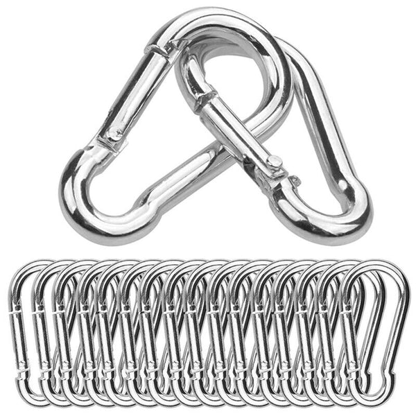 10Pcs Stainless Steel Snap Hook Carabiner Ring Screw Keychain Clip for Camping